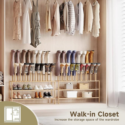 Boot Rack for Tall Boots Organizer,3-Tier Multiuse Shoe Rack and Boot Storage Rack,for Tall Boots,Sneakers,High-Heel (Natrual, 3-Tier-Long)
