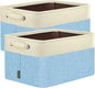 BALEINE 2 Pack Fabric Closet Storage Bins for Shelves, Linen Closet Organizers and Storage, Decorative Baskets for Organizing, Shelf, Clothes, Home, Office (Skyblue, 12"x8"x8")