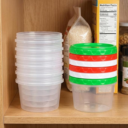EONJOE 16 oz Plastic Freezer Containers with Lids 2 Cup Food Storage Container BPA Free Stackable Airtight Dishwasher Safe,12 Pack