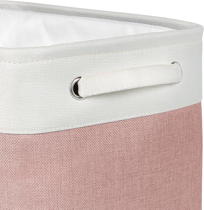 Foldable Storage Bin Collapsible Fabric Storage Basket Cube with Durable Handles Closet Organizer Bins for Organizing Shelves Drawers, Set of 3, 15" x 10" x 9.5", Pink