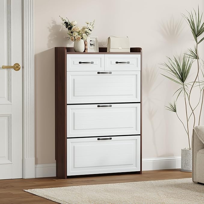 VERYKE Shoe Storage Cabinet for Entryway with 3 Flip Drawers and 2 Top Drawers,Large Shoe Rack Organizer Cabinet for Closet,Hallway