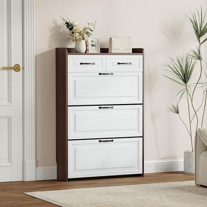 VERYKE Shoe Storage Cabinet for Entryway with 3 Flip Drawers and 2 Top Drawers,Large Shoe Rack Organizer Cabinet for Closet,Hallway