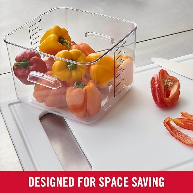 Rubbermaid Commercial Products Space Saving Square Food Storage Container 12 Quart Clear for Kitchen/Sous Vide/Meal Prep,(Pack of 6)