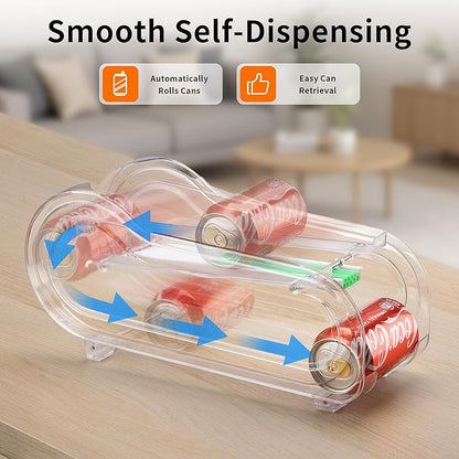 Soda Can Organizer for Refrigerator, Drink Organizer for Fridge, Automatic Rolling Can Dispenser Holder, Organize 10 Pcs Standard 11.15oz or 12oz Short Cans (4 Pack)