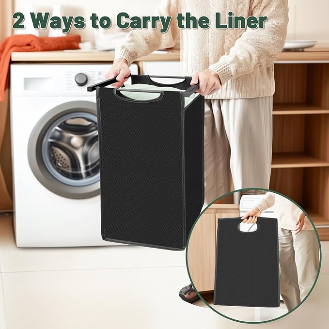 Sonharlar Laundry Sorter with Removable Bag, 16 Gallons Laundry Hamper with Adjustable Feet, Laundry Basket for Laundry Room, Bathroom and Bedroom(Charcoal Black)
