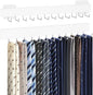 Tie Rack Wall Mount, Adhesive Wooden Closet Tie Hanger with 24 Metal Hooks, Large Capacity, 2 Installation Options, White, 2 Pcs