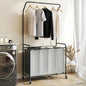 ROMOON Laundry Hamper Sorter Cart: 4 Section Organizer with Hanging Bar and Heavy-duty Lockable Wheels | 180L Rolling Laundry Basket with Clothes Rack in Laundry Room or Small Spaces (Grey)