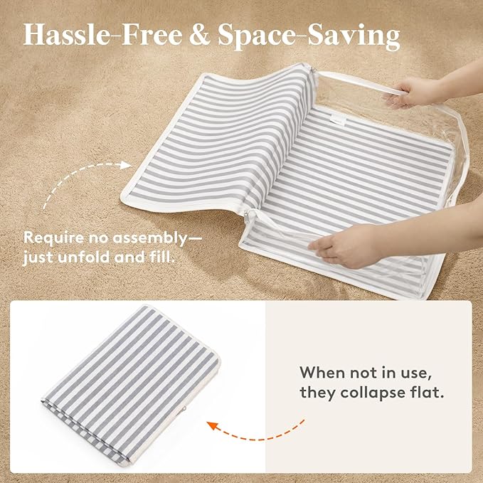 Lifewit 6 Pack 20L Sweater Storage Bag, Foldable Closet Organizer, Clear Zippered Storage Bags for Sheets, Blankets, Pillows, Black and White, 15.0" x 13.5" x 6"