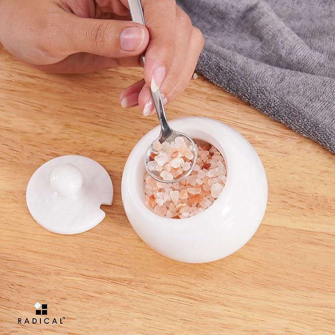 Radicaln Marble Salt Cellar with Lid 3" Inch White Salt Jar & Table Salt Storage For Kitchen Countertop, Ideal Salt Container, Salt Dish & Sugar Bowl For Table