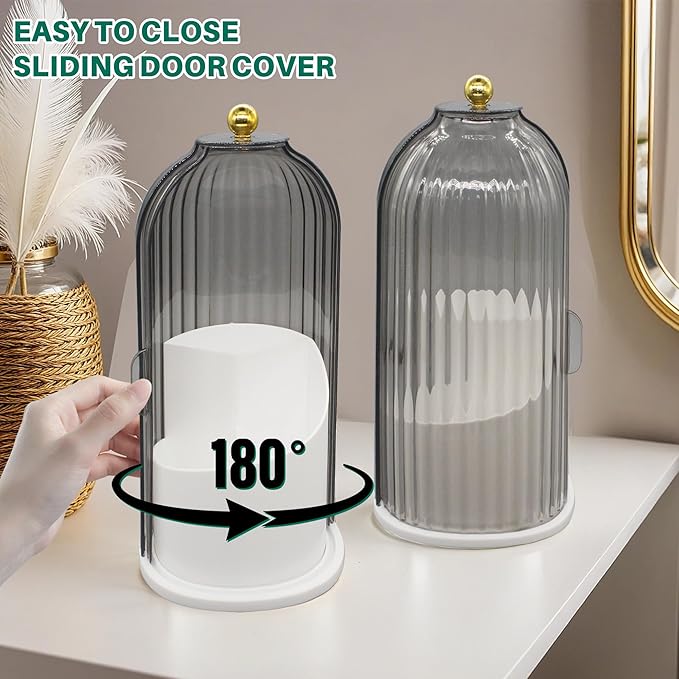 Makeup Brush Holder with Lid Cosmetic Tools Organizer 360 Rotating Waterproof Dustproof Make Up Brushes Storage for Vanity Bathroom Countertop
