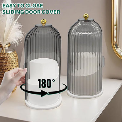 Makeup Brush Holder with Lid Cosmetic Tools Organizer 360 Rotating Waterproof Dustproof Make Up Brushes Storage for Vanity Bathroom Countertop