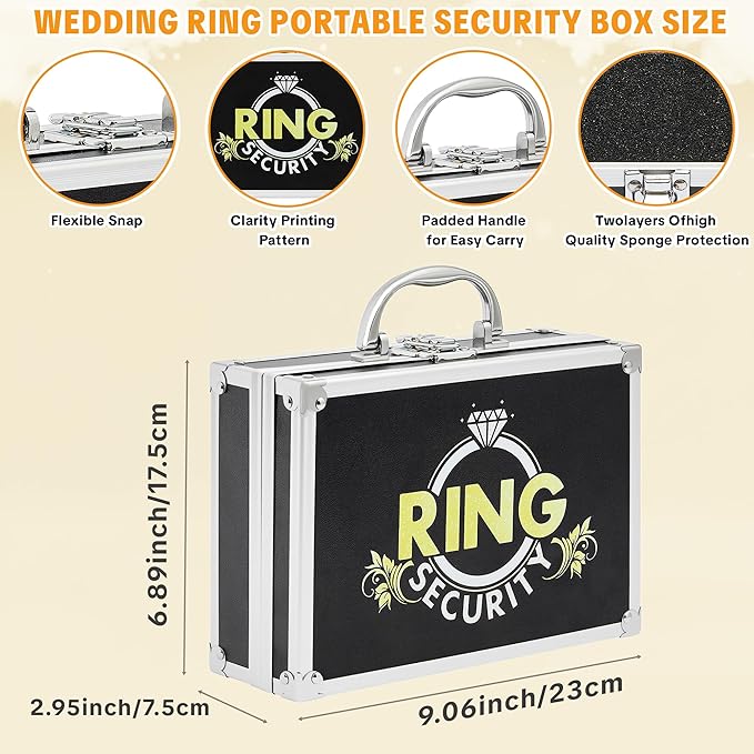 Ring Security Wedding Ring Bearer Aluminum Briefcase-Padded Slits Holder Ring Bearer Gifts Security Box for Proposal Ceremony Wedding Day,Security Badge Props for Boys Kids