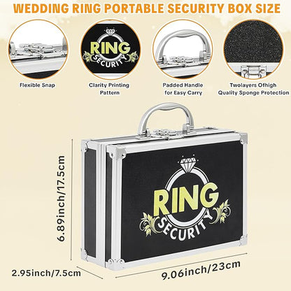 Ring Security Wedding Ring Bearer Aluminum Briefcase-Padded Slits Holder Ring Bearer Gifts Security Box for Proposal Ceremony Wedding Day,Security Badge Props for Boys Kids