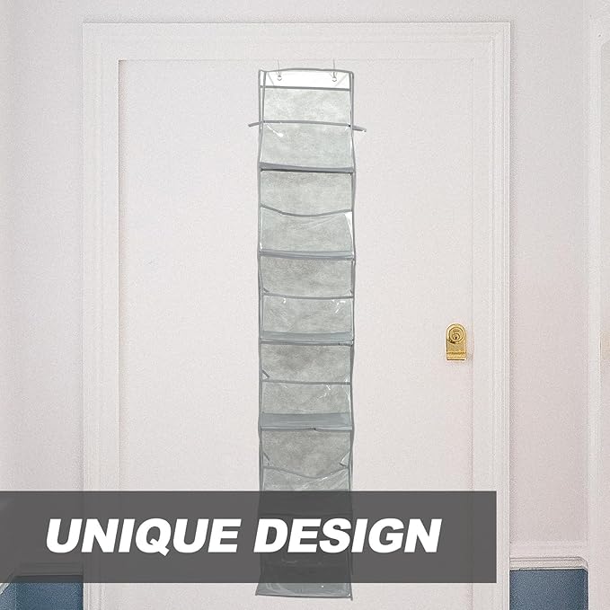 Sewroro The Door Hanging Storage Bag 6 Compartments Gray Nail-free Multi-layer Shoe Organizer for Home Closet Nursery Storage