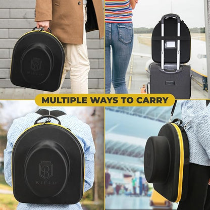 Hat Box for Travel with Shoulder and Luggage Straps, Hat Storage Box for Fedora, Straw, Panama, Trilby, Bowler, Pork Pie Hats and more. Hat Travel Case and Hat Storage Case, Crushproof Hat Box.