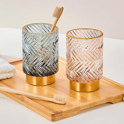 Makeup Brush Holder Organizer,Toothbrush Holders,Desk Pen Pencil Holder,Multifunctional Vintage Glass Brush Cup（A40-7-US）