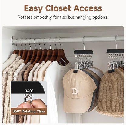 StorageWorks 4 Pack Hat Rack, Closet Organizer and Storage for Baseball Caps,Hat Hanger with 10 Adjustable Stainless Steel Clips, Fits All Caps, Black