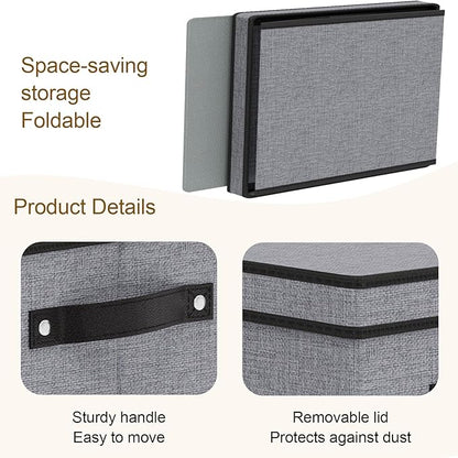 Storage Bins with Lids, 10.2×7.8×6.7 Inch Closet Organizers for Shoes Towels Books, Storage Boxes with Handles, Gray, 5-Pack