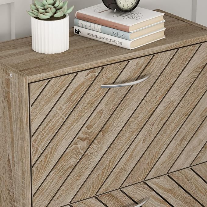 Homsee Modern Shoe Storage Cabinet with 3 Flip Drawers & Twill Louver Doors, Wood 3-Tier Shoe Rack Storage Organizer for Entryway, Hallway & Bedroom, Brown (22.4”L x 9.4”W x 42.3”H)