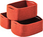 ICERZCZ Small Red Woven Baskets for Organizing, Basket for Gifts Empty, Cotton Rope Baskets for Storage, Organizer Bins for Organization, 13"×8.5"×5.1" (3 Packs) Brick Red