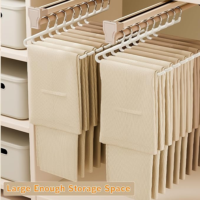 Alise Pants Hangers,Open-Ended Metal Pant Hanger10 Pack Non Slip Pant and Jean Hanger for Closet Space Saving Clothes Hanger,Versatile Hangers for Heavy Pants, Jeans, Trousers, Scarf,White
