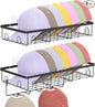 HuggieGems Metal Hat Organizer for Wall, Adhesive or Drill, Hat Rack Storage for Baseball Caps, 2 Ways of Installation, 2 Pack, Black