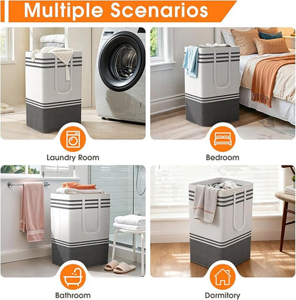 4 Pack Large Laundry Baskets, Laundry Hampers, Freestanding Waterproof Collapsible Clothes Bag with Extended & Reinforced Handles - Clothes Basket for Dorm, Bathroom, Home (88L)
