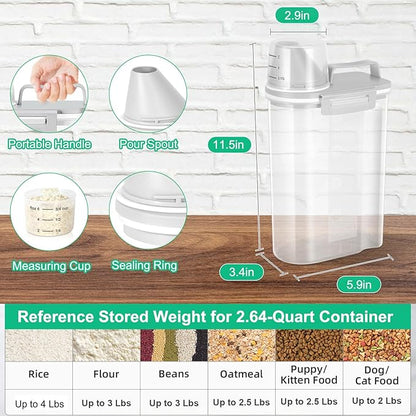 TBMax Rice Storage container 4 Lbs, Small Rice Dispenser with Measuring Cup, Grey Cereal Containers Flour Bin, Kitchen Food Storage Container and Pantry Organizers, Pet Dog Cat Food Dispenser