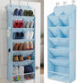 HOMELUX THEORY 6 Tiers Over The Door Shoe Organizer - 100D Extra Thick Deep Pockets Shoe Rack for Closet, 4 Side Pockets Shoe Rack for Entryway & Hanging Shoe Organizer for Closet (V1, Blue)