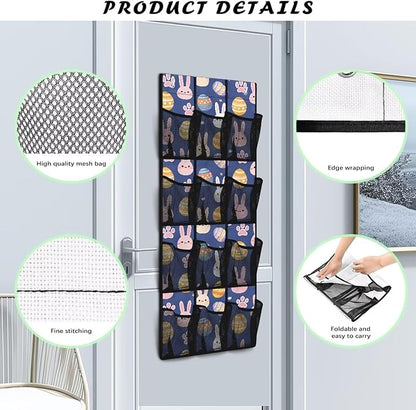 Easter Egg Over the Door Shoe Organizer 12 Mesh Pockets Sturdy Oxford Fabric Shoe Rack for Door Foldable Shoe Storage Organizer