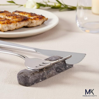 MARBLOUS KRAFTS Marble Utensil Rest Oceanic Kitchen Counter Spoon and Cutlery Holder for Daily Use, Clean Counter Solution, Modern Kitchen Decor