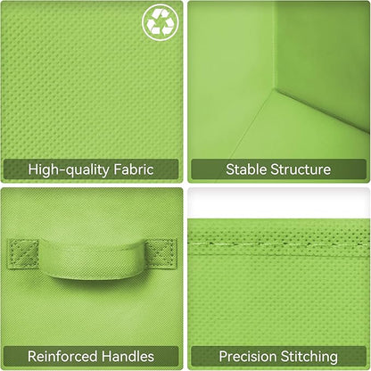 GRANNY SAYS Cube Storage Bins, 11 Inch 6 Pack Cube Storage Organizer, Foldable Fabric Storage Bins with Handle, Storage Baskets for Shelves, Closet, Light Green