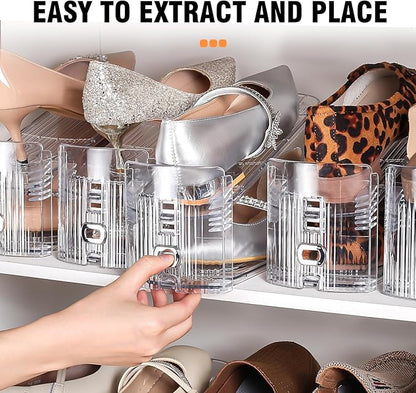 TOPNEW Shoe Slots Organizer for Closet 12 Pack Adjustable Level Shoe Stacker Holder Organization Double Layer Storage Space Saving Shoe Rack Organizer for Closet (Transparent)