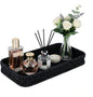 Toilet Tank Tray Storage Basket, Metal Woven Bathroom Basket Decorative Tray for Toilet Paper Storage, Wicker Vanity Organizer Bin with Non-Slip Feet for Bathroom Counter or Back of Toilet-Black