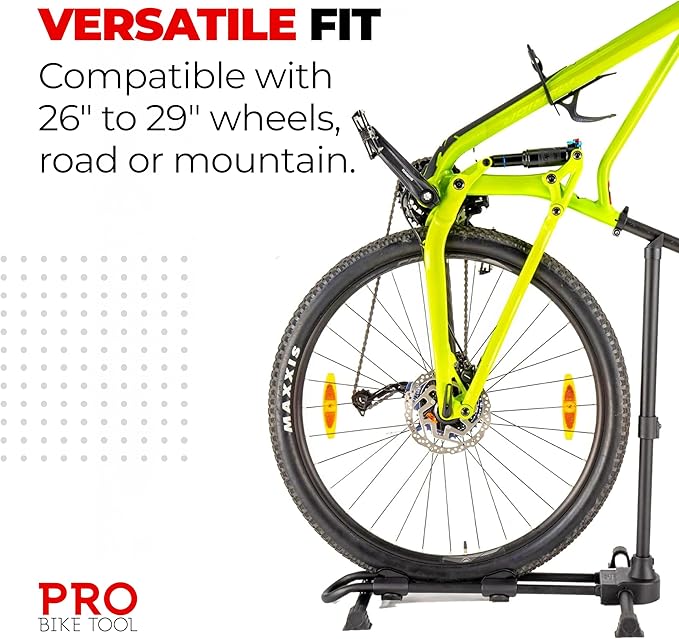 PRO BIKE TOOL Vertical Upright Bicycle Floor Stand - Freestanding Indoor Bike Storage Rack for Garage or Apartment - No Drill - Compatible with Tire Widths of up to 2.3" and Wheel Sizes up to 29"
