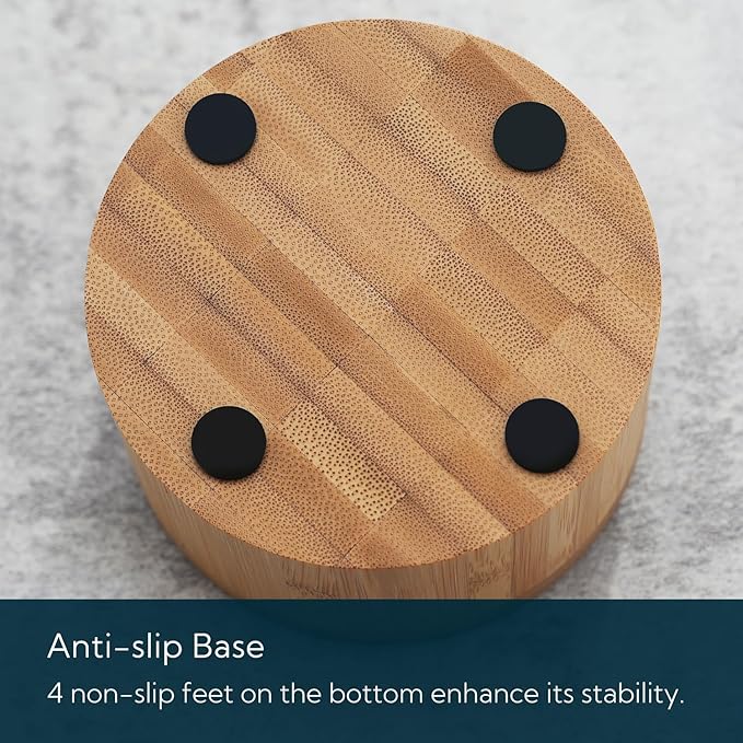 KITCHENDAO Bamboo Salt Cellar Bowl Box，Elegant Kitchen Container Holder with Swivel Magnetic Lid to Store Pepper Spice Bath or Favorite Seasonings, 6oz
