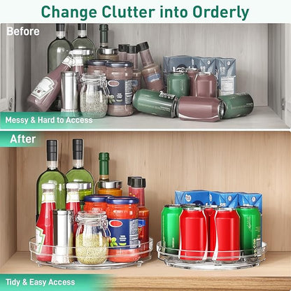 Optish 2 Pack Lazy Susan Organizer, 10.7" Lazy Susan Turntable for Cabinet, Refrigerator Organizer and Storage for Pantry, Closet, Countertop, Non-Skid Fridge Organizers