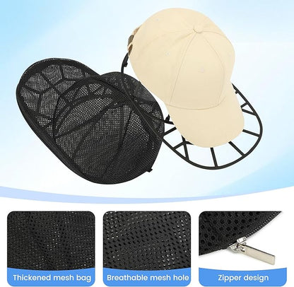 Hat Washer Cage for Baseball Caps, Hat Cleaner for Washing Machine & Dishwasher, Fits Adult & Kids Hats Baseball Cap Washing Cage, Cap Cleaner with Frame Cage and Mesh (2Pack Black)