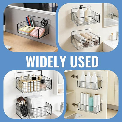 3 Pack Self Adhesive Cabinet Door Organizer - Metal Inside Cabinet Lid Storage Holder Wall Mounted Pantry Door Caddy for Kitchen Bathroom Pantry Under Sink