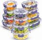 JoyJolt 24pc Borosilicate Glass Storage Containers with Lids | 12 Airtight/Freezer Safe Food Storage Containers for Pantry and Kitchen | Meal Prep Container for Lunch | Glass Tupperware Set