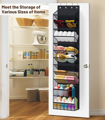 MISSLO 12 Tier Over the Door Shoe Organizer Hanging Shoe Rack for Closet Storage Sneaker Holder for Door Fit 24 Pairs Sandals, Heels, Boots (Black)