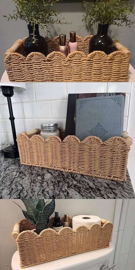 Toilet Paper Storage Basket for the Top of the Toilet Tank – A Decorative and Functional Organizer Toilet Basket Tank Topper, Ideal for Bathrooms, Living Rooms, or Bedroom Countertops