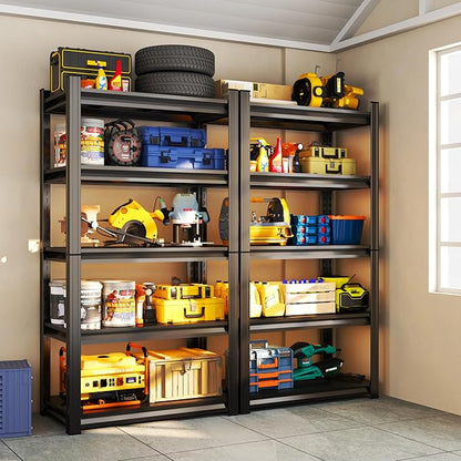 78''H Garage Shelving,3300LBS Heavy Duty Garage Shelving,36"W Industrial Shelving,Adjustable Storage Shelf Unit with Double Layer Posts for Garage,Basement,Warehouse,Commercial,Black 5 Tier