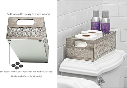 Creative Scents Dublin Silver Bathroom Decor Box Toilet Paper Holder Storage Basket - Decorative Toilet Tank Topper Bathroom Storage Organizer - Bathroom Sink Organizer Countertop Container
