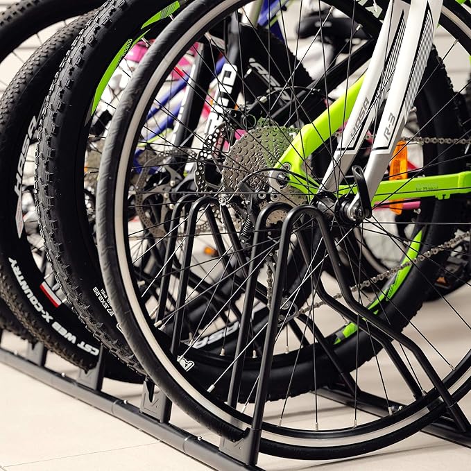 CyclingDeal Bicycle Floor Parking Rack Stand - for Mountain MTB Road Bike - Indoor Home Garage Storage - Classic 6 Bikes