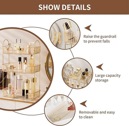 Amber 3-Tier Countertop Vanity Organizer - Skincare & Makeup Shelf for Bathroom Cosmetics, Toiletries, Lotions, Perfumes
