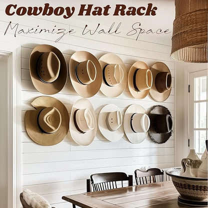 2.9Inch Hat Hooks for Wall - (8 Pack) Cowboy Hat Rack,SuitableSun Hats, Fedora, Wide Brim Hats Strong Hold Hat Hangers for Wall，Western Room Decor- (White)