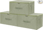 ANMINY 3PCS Storage Bins with Zipper Lids 36 Qt Lidded Fabric Storage Boxes Baskets Cubes with Handles Collapsible Washable Cotton Linen Closet Shelf Clothes Organizer Containers - Green, Large