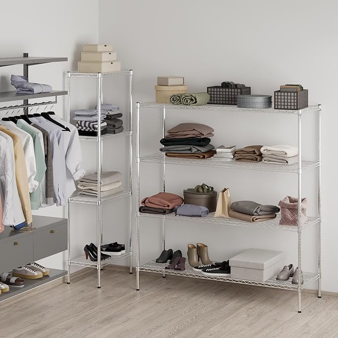 21" Deep x 60" Wide x 64" Height Wire Shelving Kit | 4-Tier | NSF Commercial Storage Rack Unit