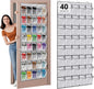 40 Large Mesh Pocket Over the Door Shoe Organizer,Hanging Shoe Rack for Door,Hualleko Shoes Organizer Hanger with Large Capacity, Shoes Storage Holder Sturdy Non-woven Fabric - Stores 20 Pairs (White)